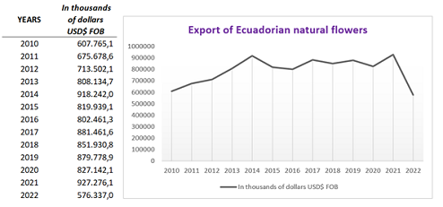 Export of Ecuadorian natural flowers