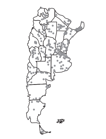 Localidades seleccionadas en la muestra (ENES)