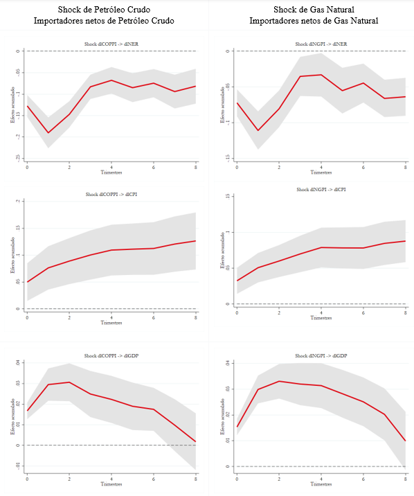  PVAR: efectos impulso respuesta
acumulados (importadores netos)