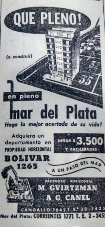 Publicidades de edificios en venta en la prensa de Buenos Aires