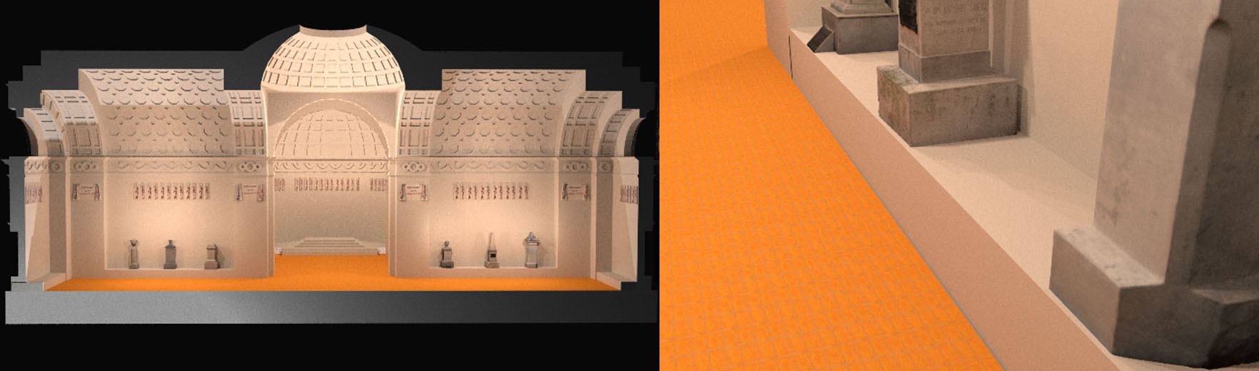 Imagen renderizada en Blender, con la
versión de piso de baldosas francesas y muro caleado.