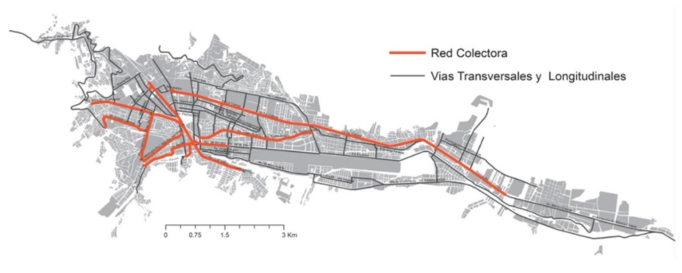 
Red
colectora y vías trasversales y longitudinales de transporte.