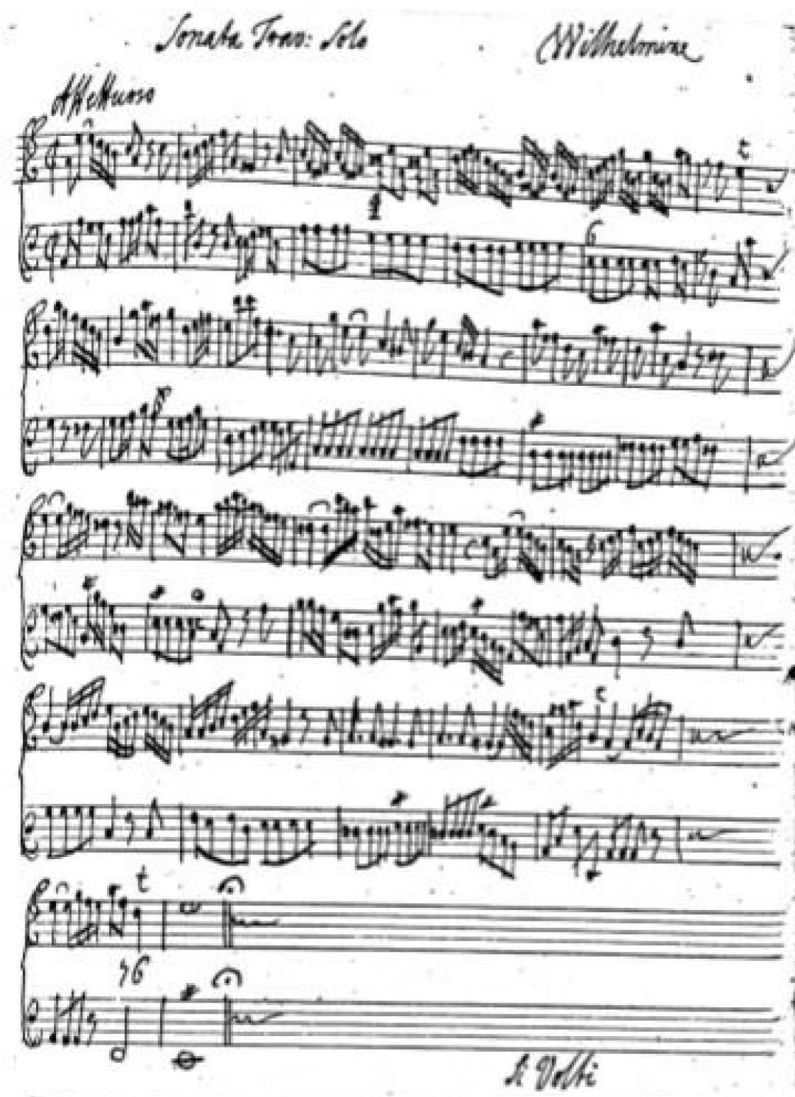 Manuscrito de la sonata en la
menor de Wihelmina von Bayreuth4