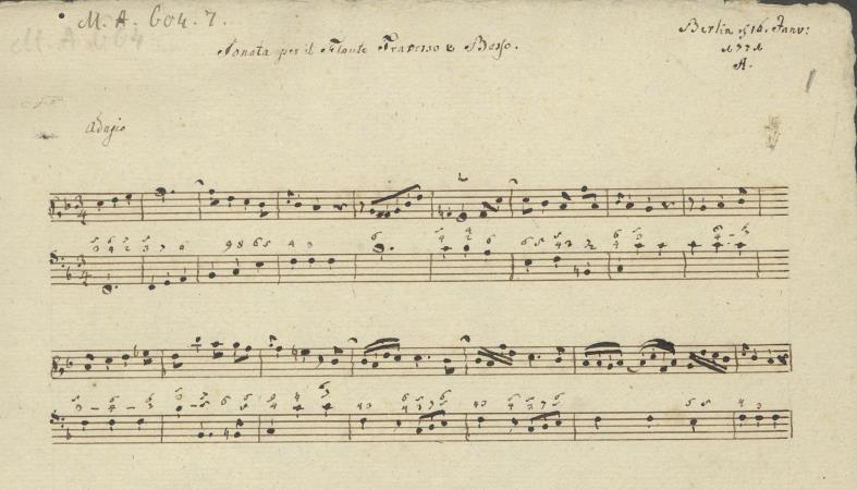 Fragmento de copia manuscrita de
la sonata de Anna Amalia von Preusen5