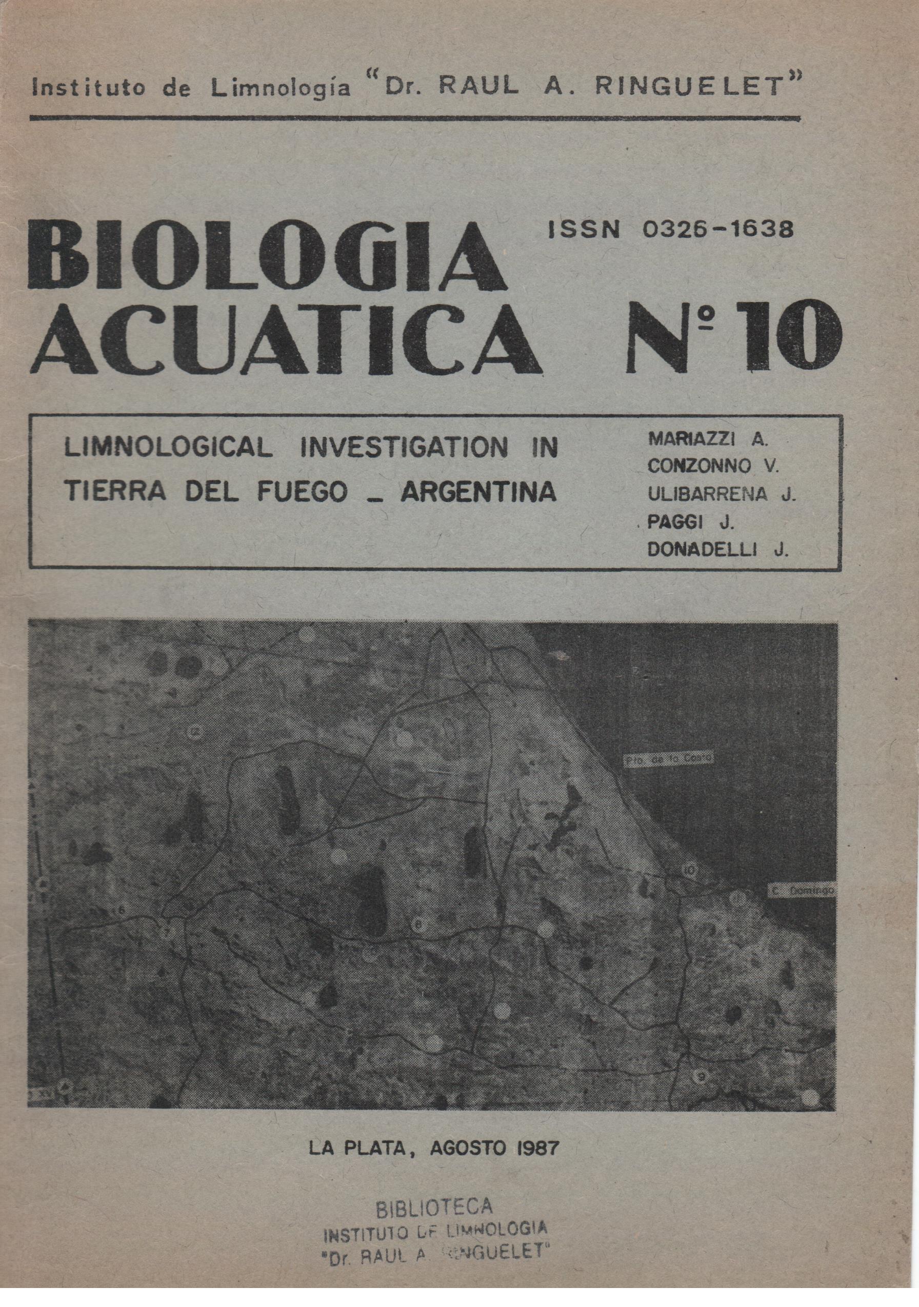 					Ver Núm. 10 (1987): Limnological investigation in Tierra del Fuego, Argentina
				