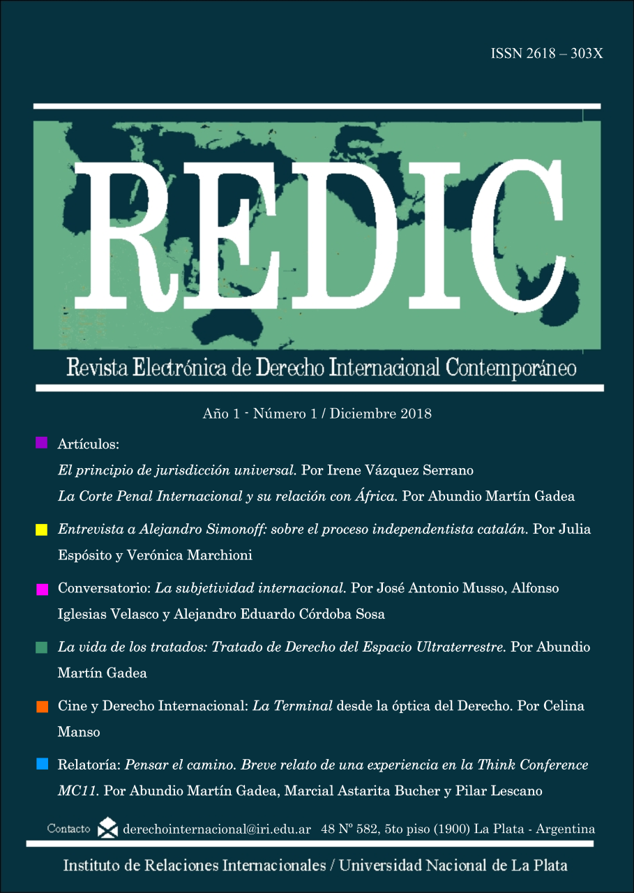 					Ver Vol. 1 Núm. 1 (2018): Revista Electrónica de Derecho Internacional Contemporáneo
				
