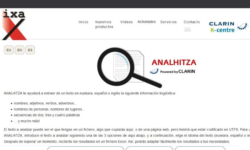 Sitio web de la herramienta Analhitza.